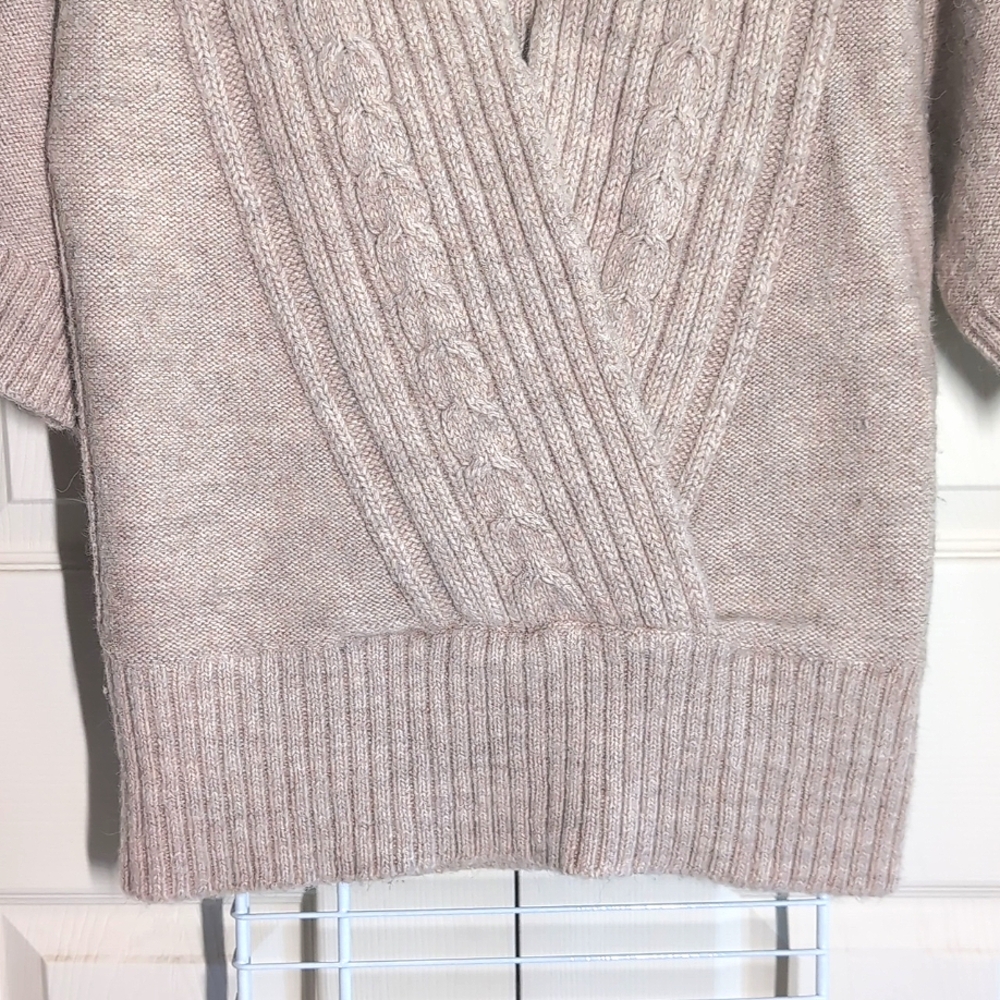 Banana Republic Small Tan Luxurious Wool & Alpaca Blend Faux Wrap Knit Sweater - Picture 4 of 13